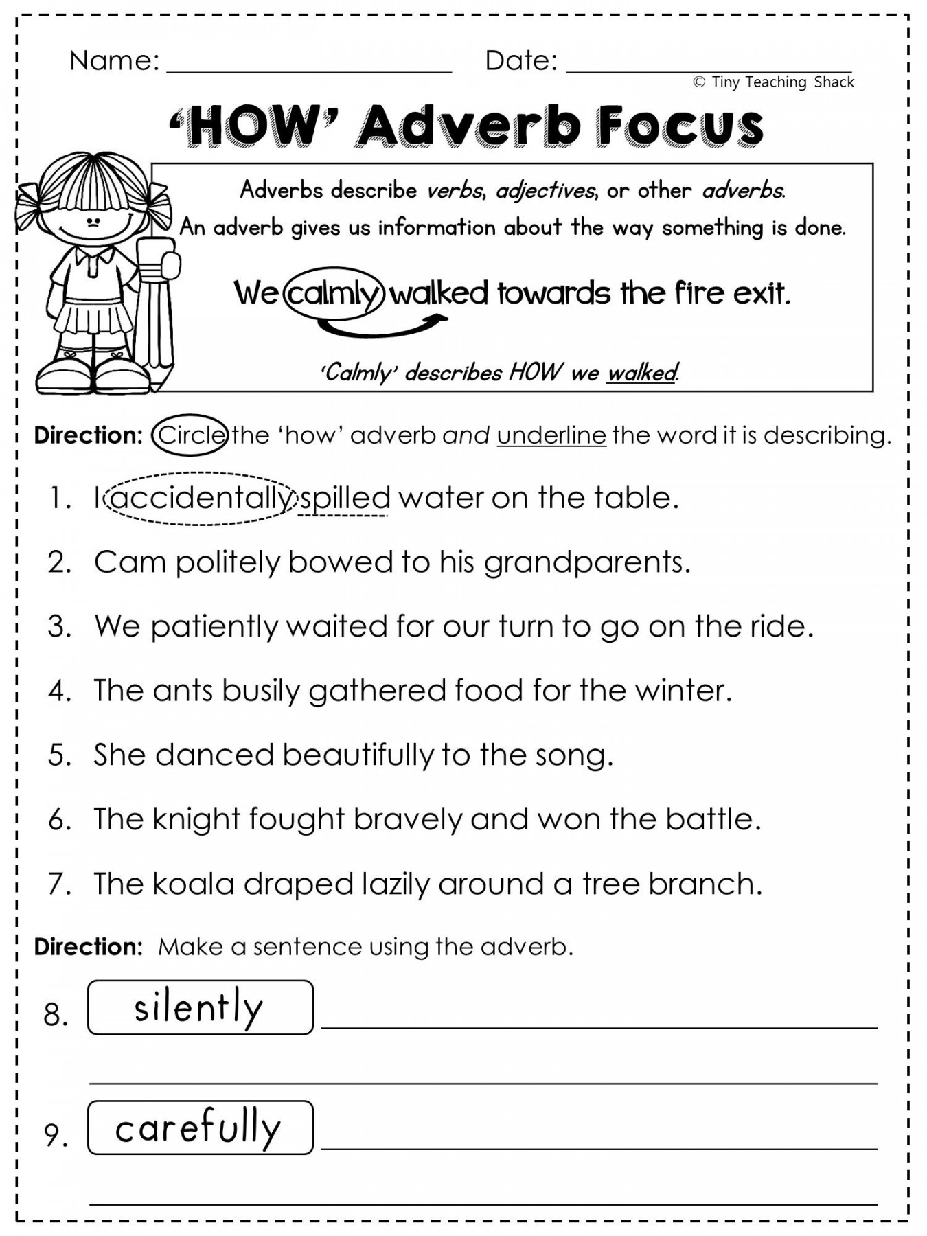 free adverb worksheet  nd grade worksheets, Grammar worksheets