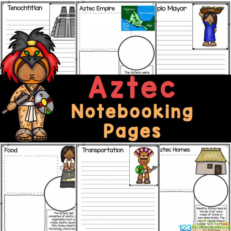 FREE Aztec Printable Worksheets and Notebooking Pages for Kids