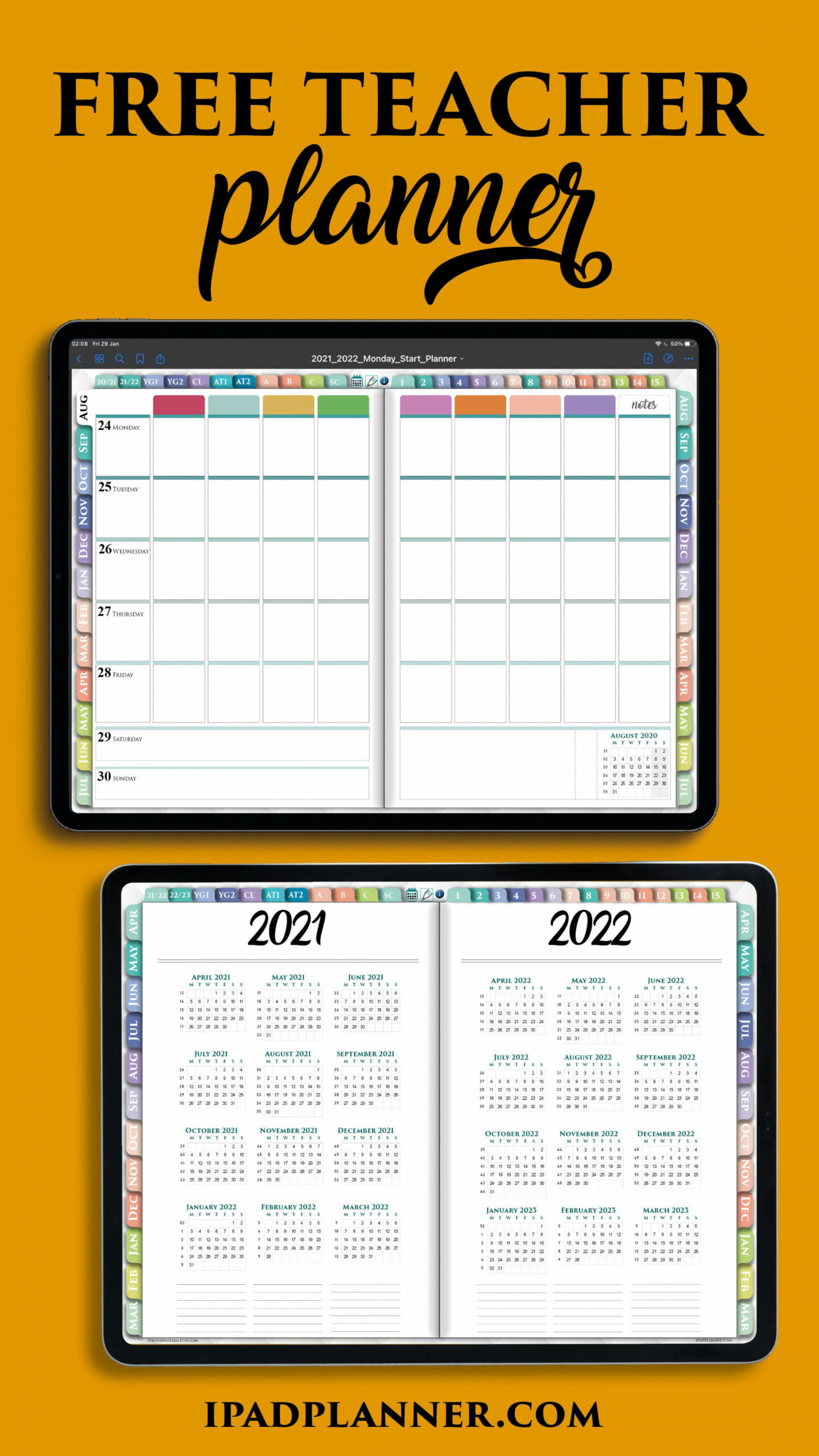 Free Digital Teacher Planner for GoodNotes and Notability