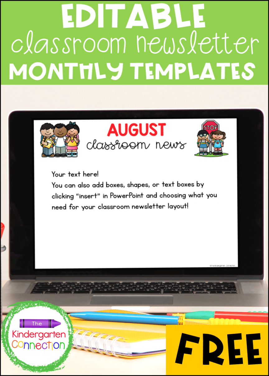 Free Editable Classroom Newsletter template for Pre-K/Kindergarten