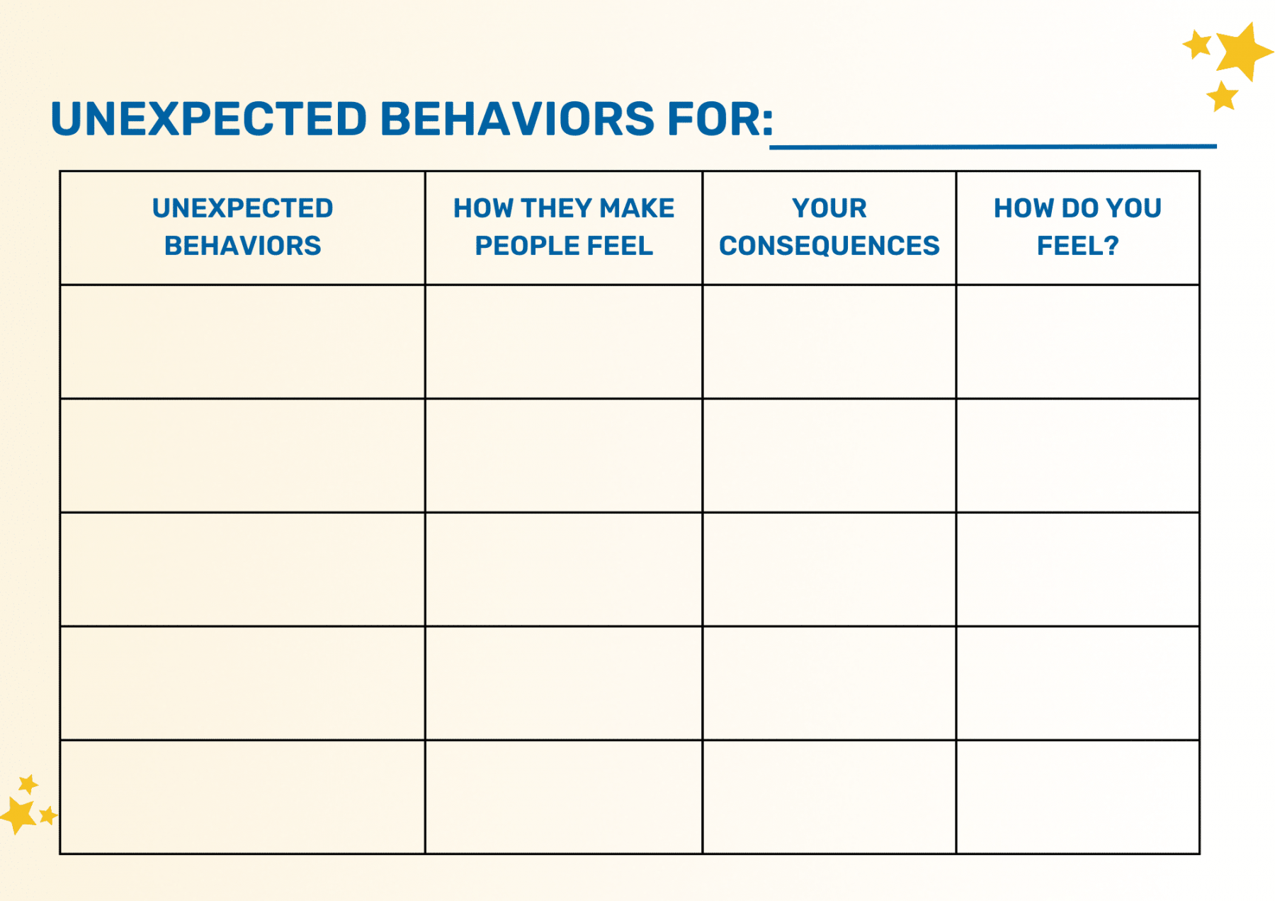 Free Expected and Unexpected Behaviors Worksheet - Goally Apps