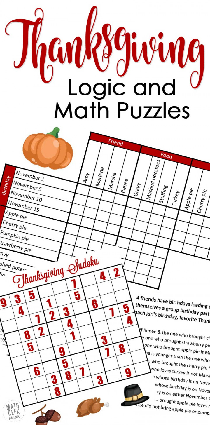 FREE} Fun Thanksgiving Math Puzzles for Older Kids