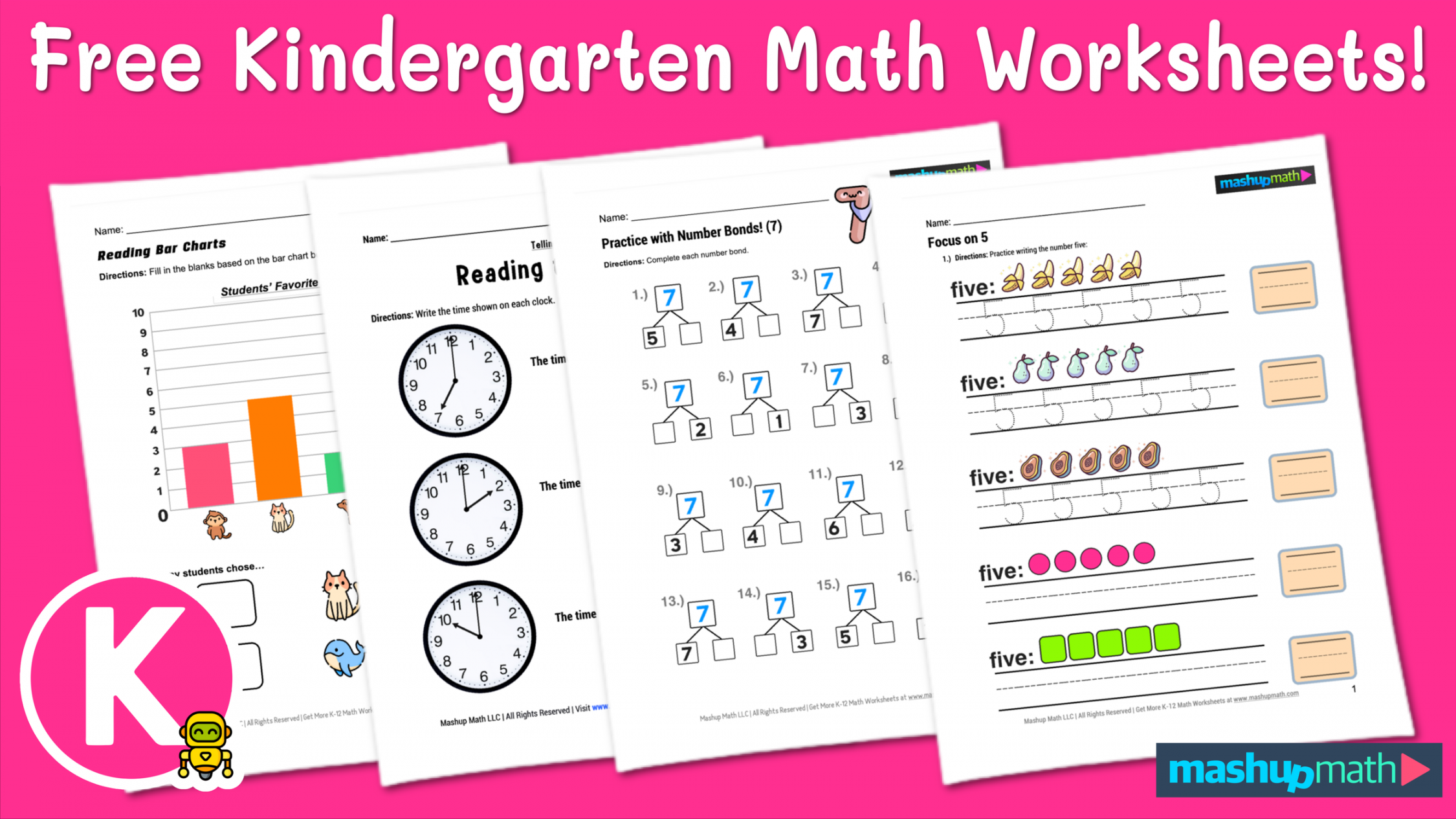 Free Kindergarten Math Worksheets—Printable w/ Answers — Mashup Math