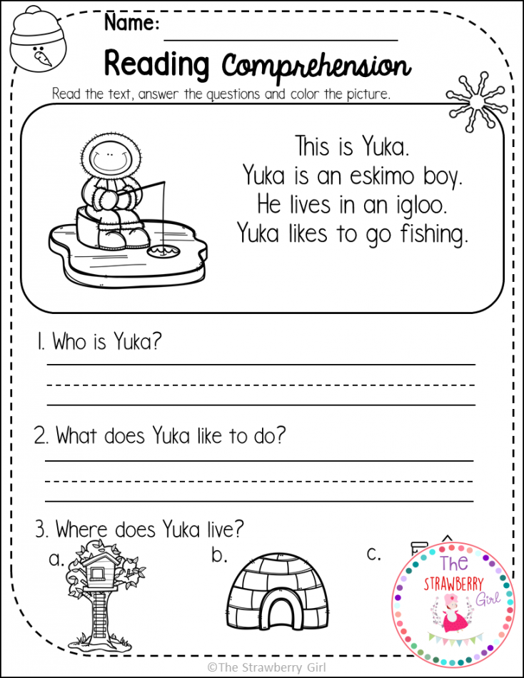 FREE Kindergarten Reading Comprehension Passages - Winter