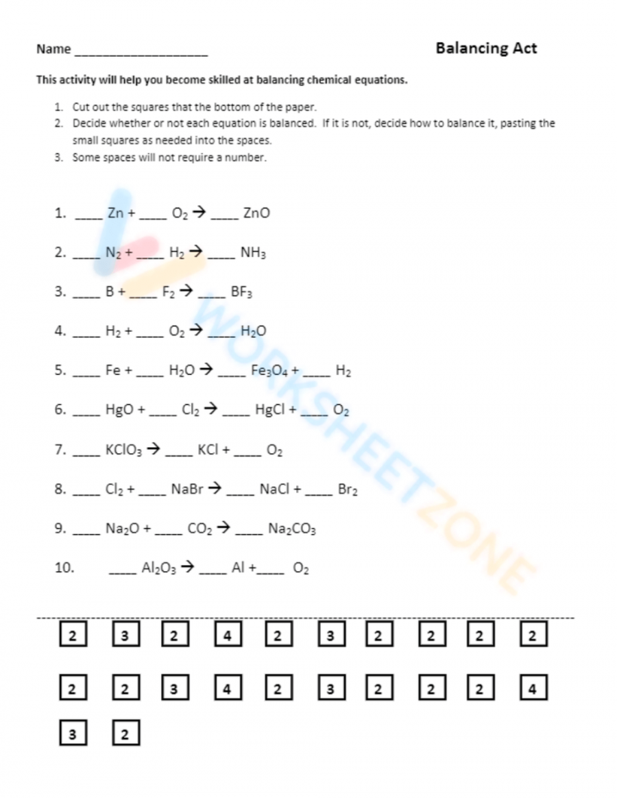 Free Printable Balancing Act Worksheet Answers