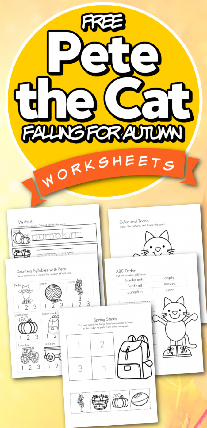 Free Printable Pete the Cat Falling for Autumn Activities  Pete