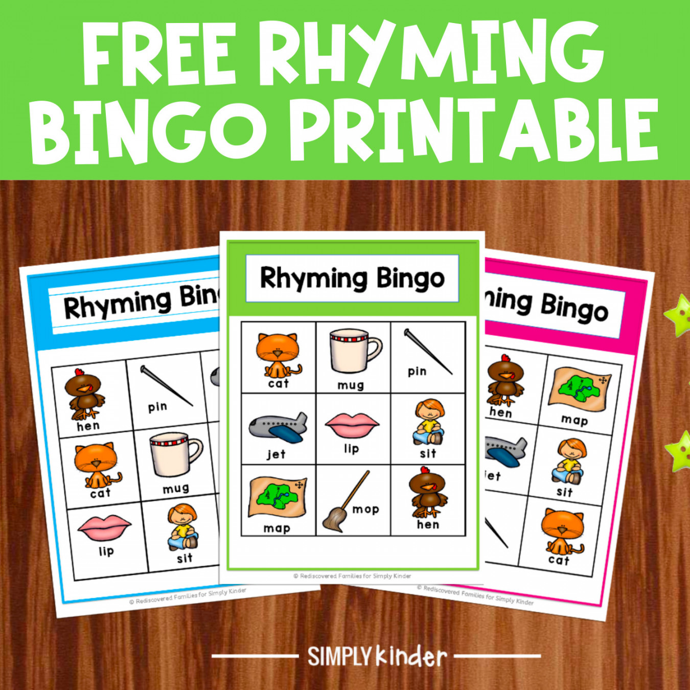 Free Printable Rhyming Bingo Game For Kindergarten - Simply Kinder