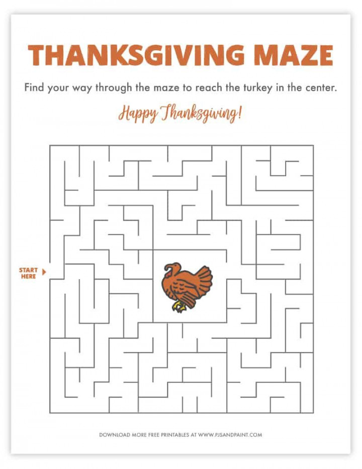 Free Printable Thanksgiving Maze - Thanksgiving Games and