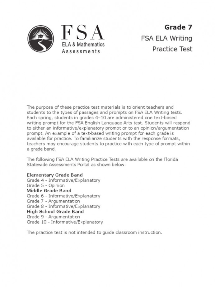 FSA ELA Writing Practice Test: Grade   PDF  Troy  Schools