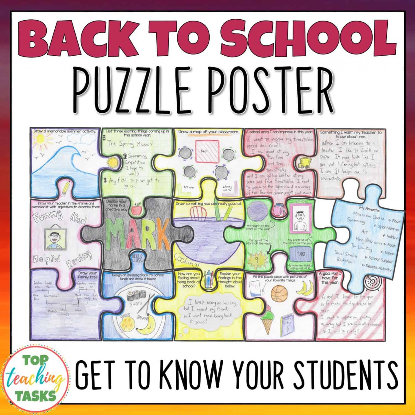 Getting To Know You Activities  All About Me Poster