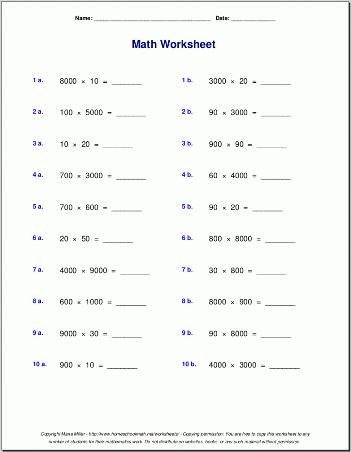 Grade  multiplication worksheets