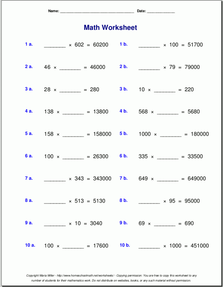 Grade  multiplication worksheets