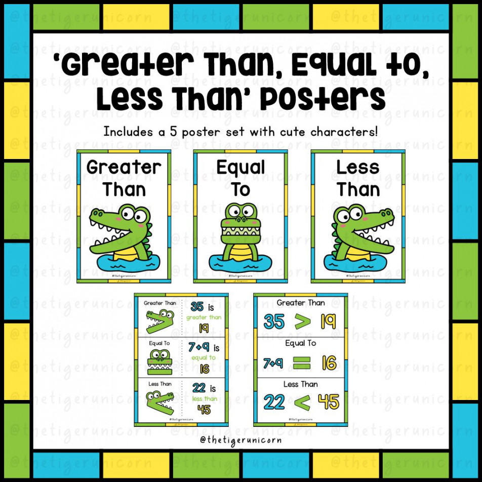 Greater Than, Equal To, Less Than Posters • Teacha!