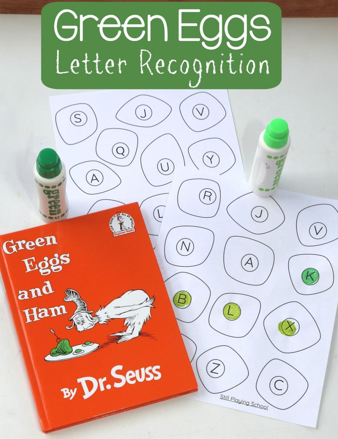 Green Eggs and Ham Letter Recognition  Still Playing School