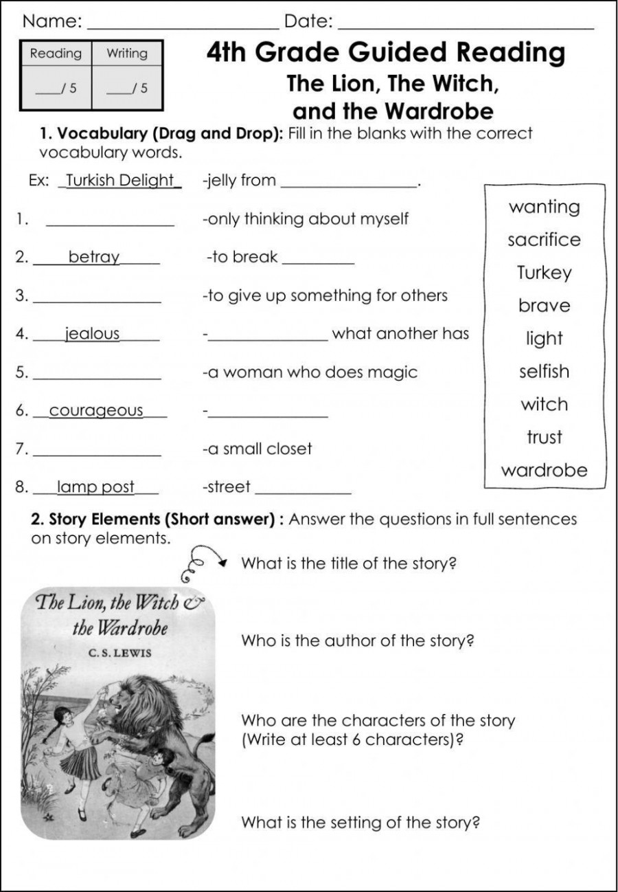 Guided Reading: The Lion, The Witch, and The Wardrobe worksheet