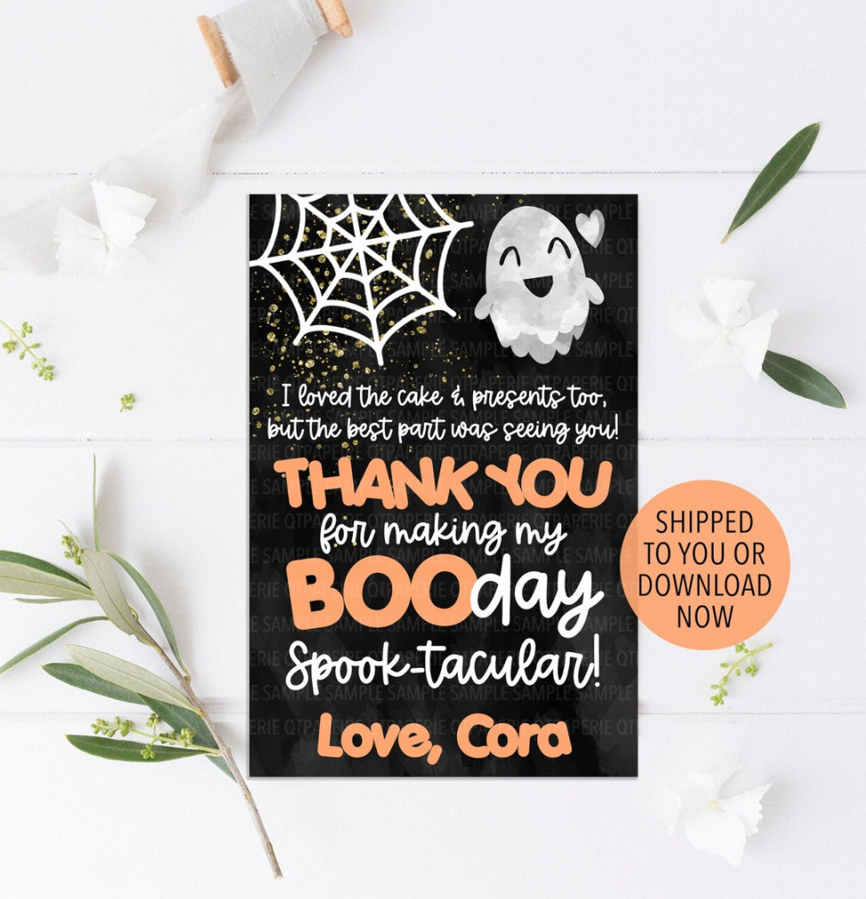 Halloween Birthday Thank You Card Halloween Thank You - Etsy