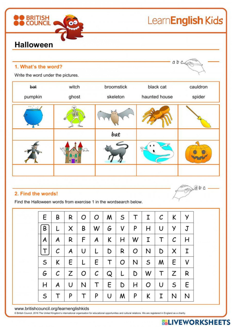 Halloween British Council online exercise for  Live Worksheets