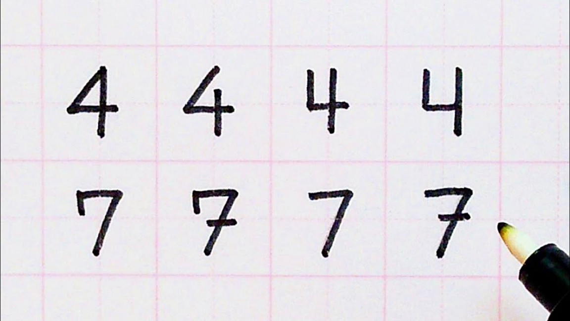 Handwriting. How to write numbers in different ways.