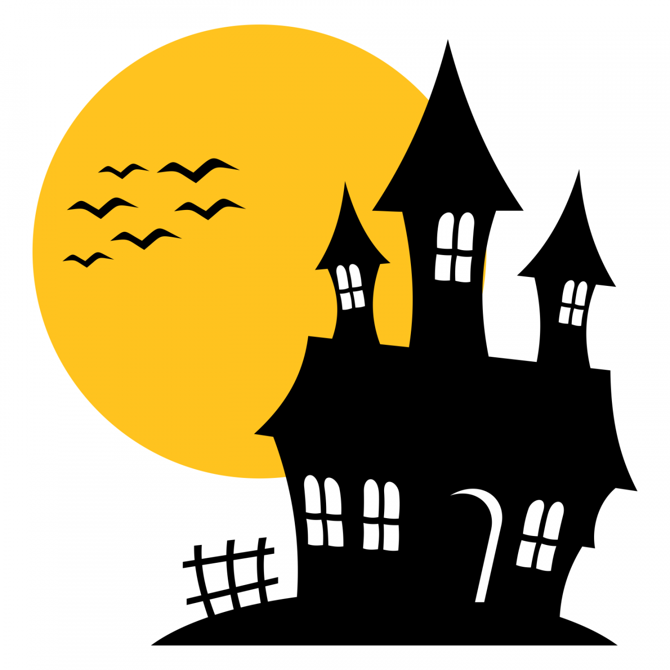 Haunted house silhouette - Download Free Vector At Shmector