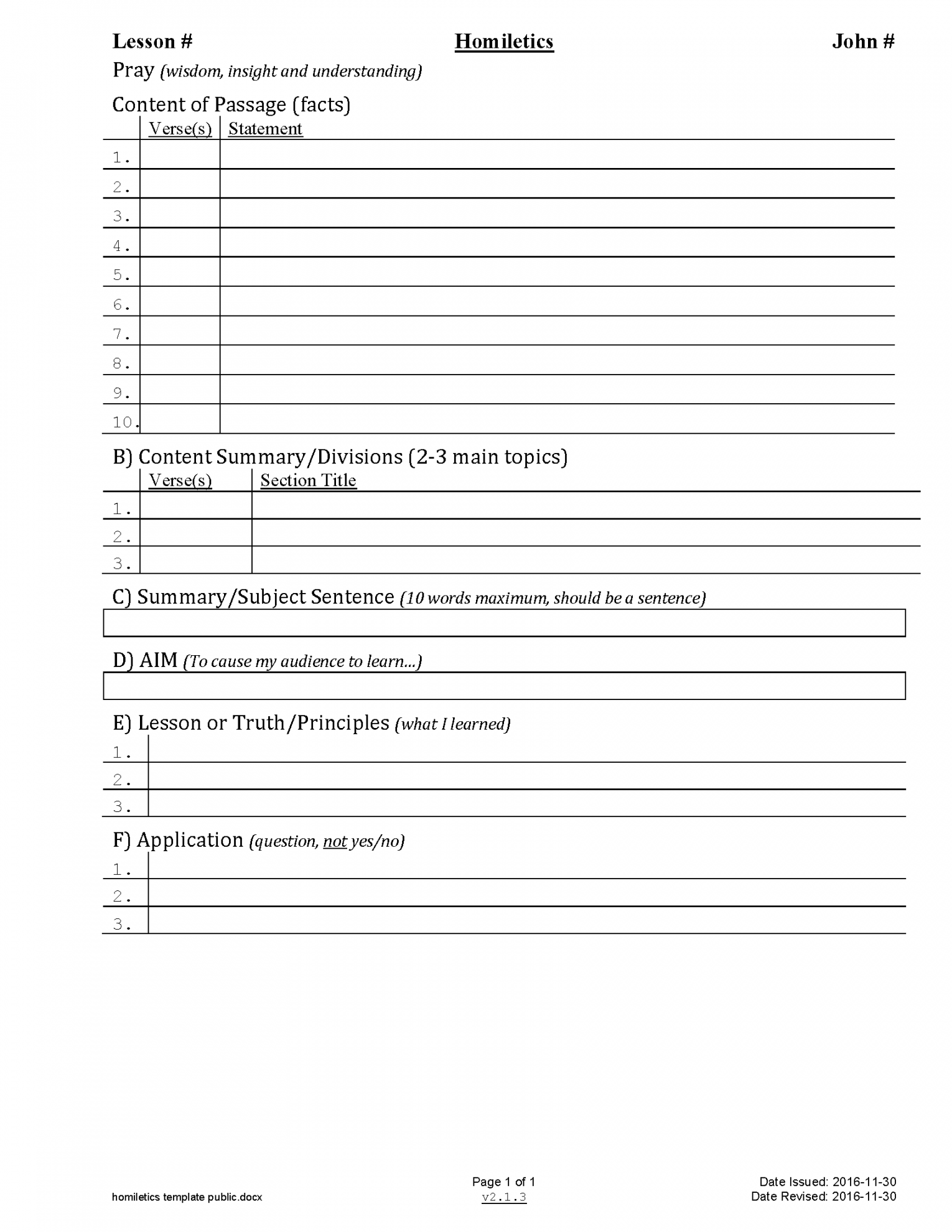 Homeletics Template  Bible study fellowship, Bible study