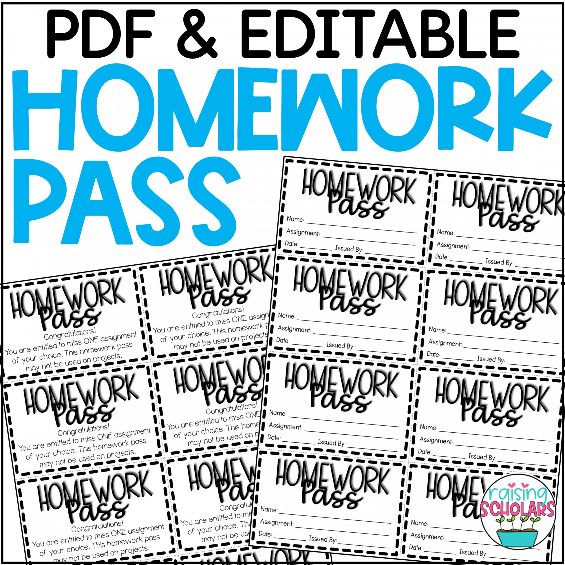 Homework Pass EDITABLE  Made By Teachers