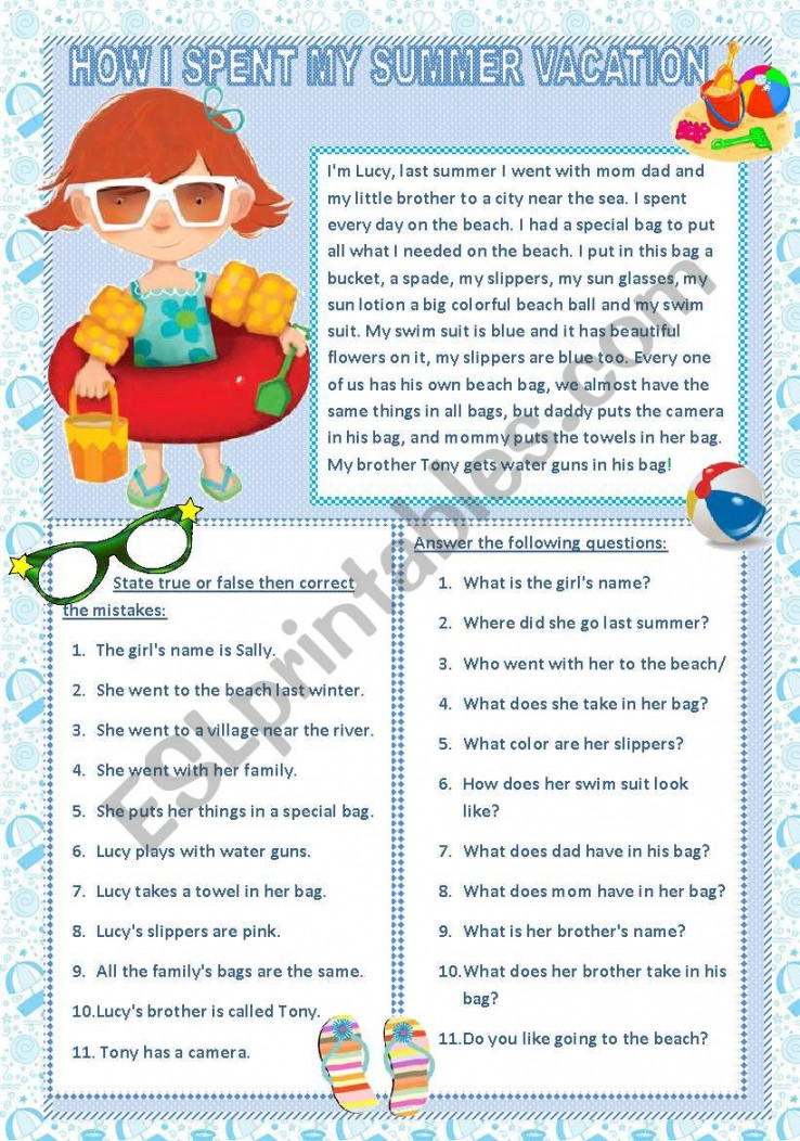 HOW I SPENT MY SUMMER VACATION - ESL worksheet by Dana Dana