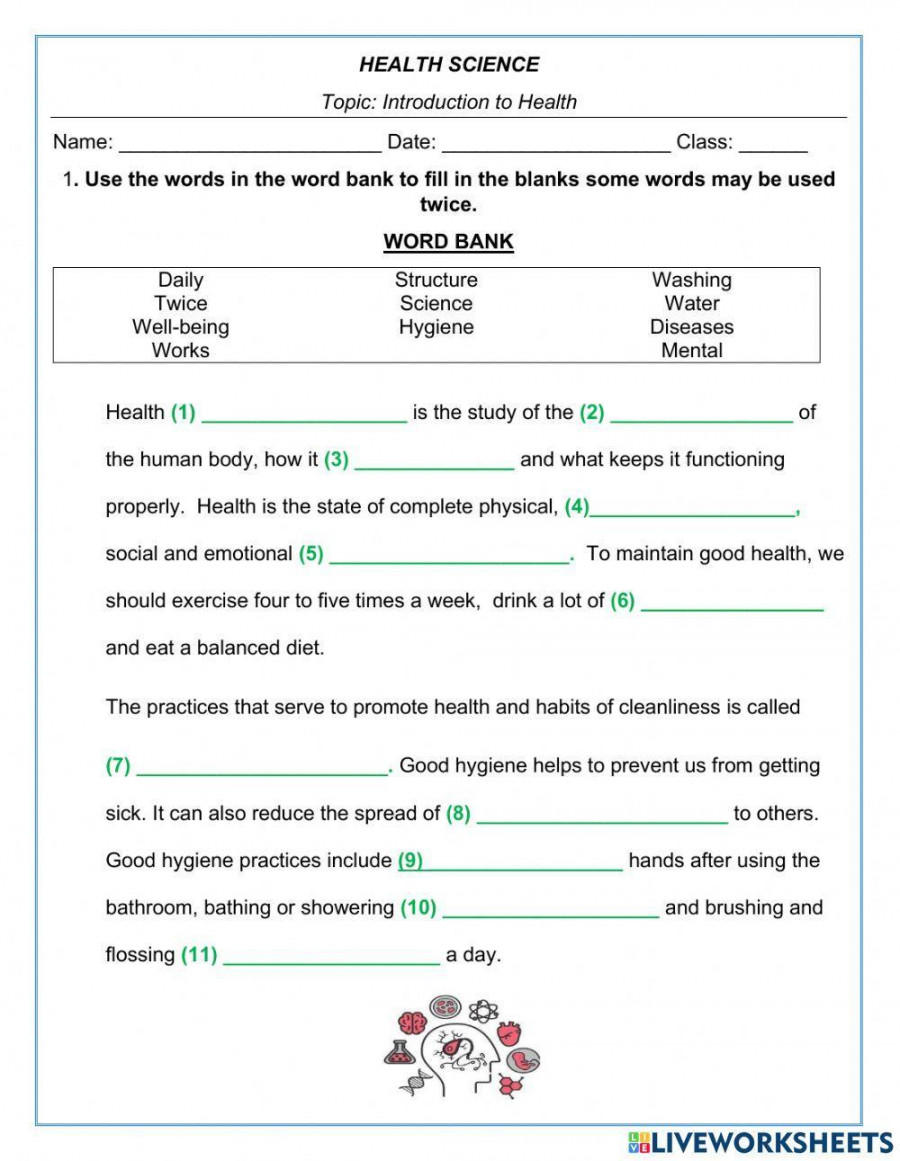 Introduction to Health and Hygiene worksheet  Live Worksheets