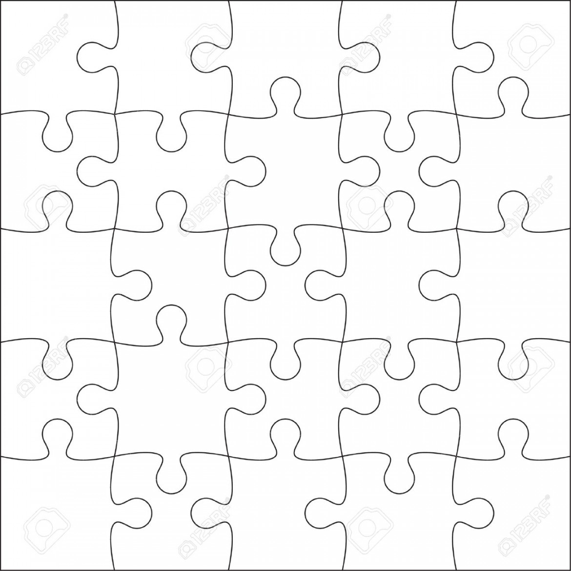 Jigsaw Puzzle Blank Template Or Cutting Guidelines Of  Pieces