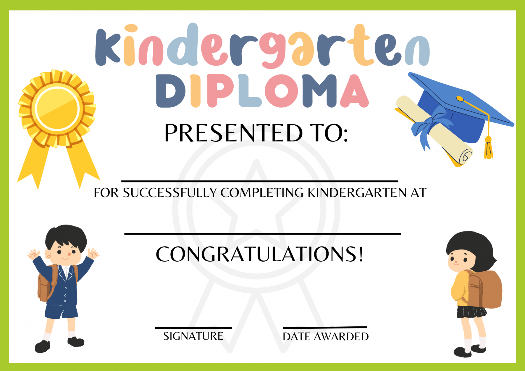 Free Printable Diplomas For Kindergarten Printable PDF Template Free Printable Diplomas For Kindergarten Printable PDF Template