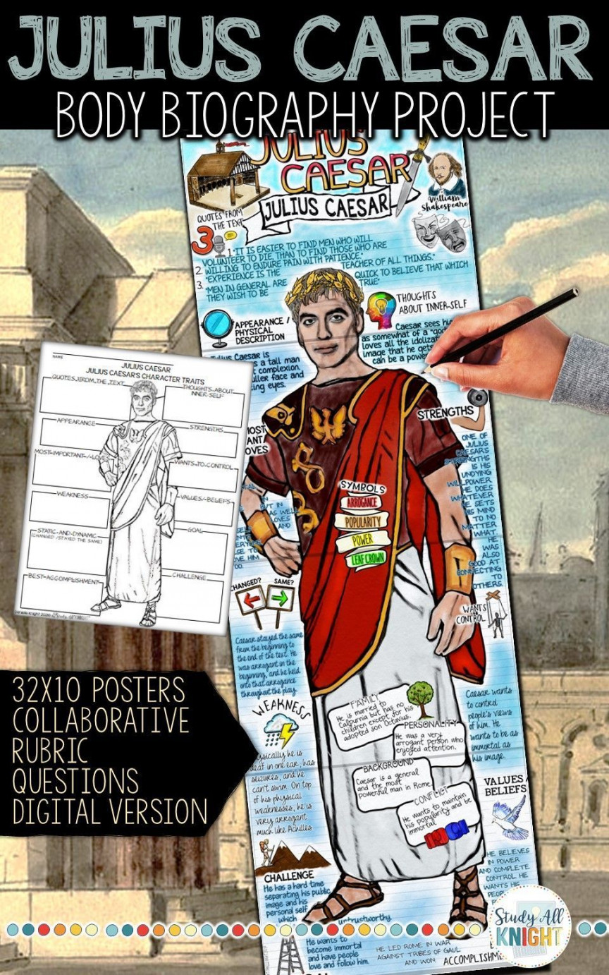 Julius Caesar Body Biography Project Bundle, For Print and Digital