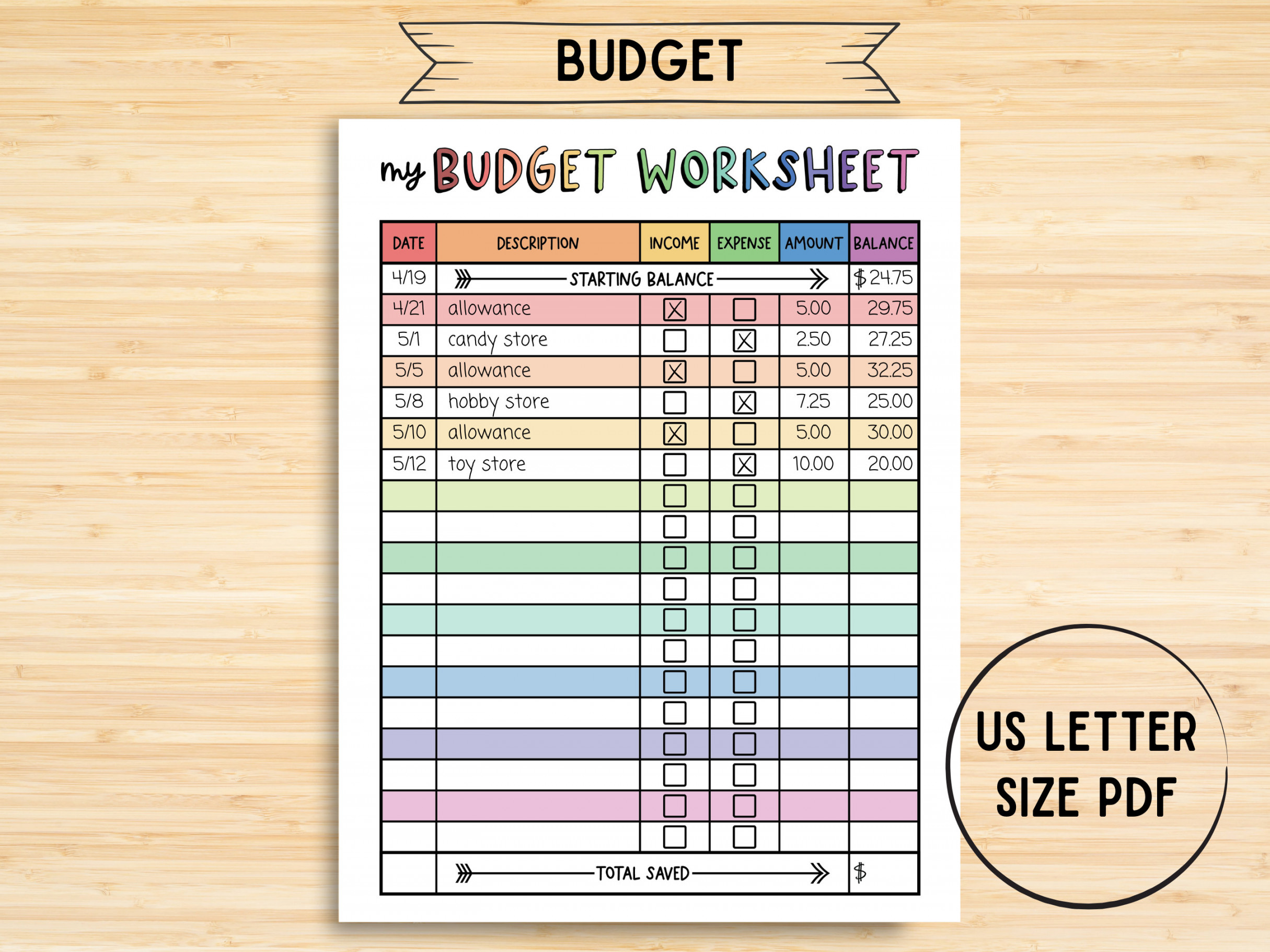 Kids Budgeting Worksheet Savings Goal Worksheet Kid - Etsy