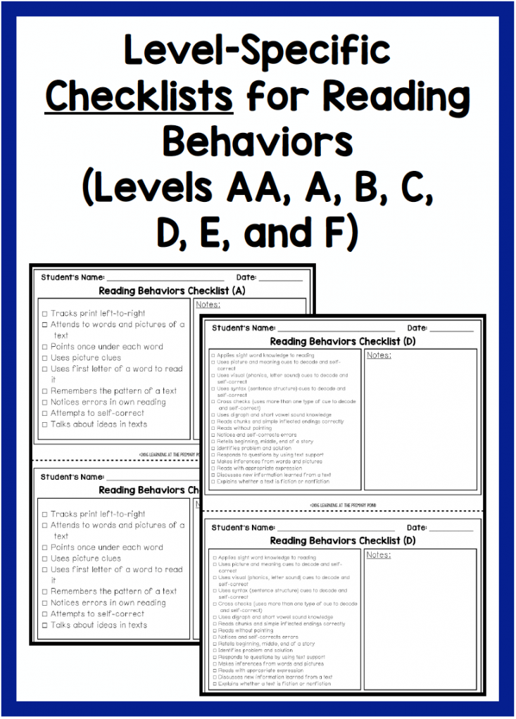 Kindergarten Guided Reading Checklists and Rubrics – learning-at