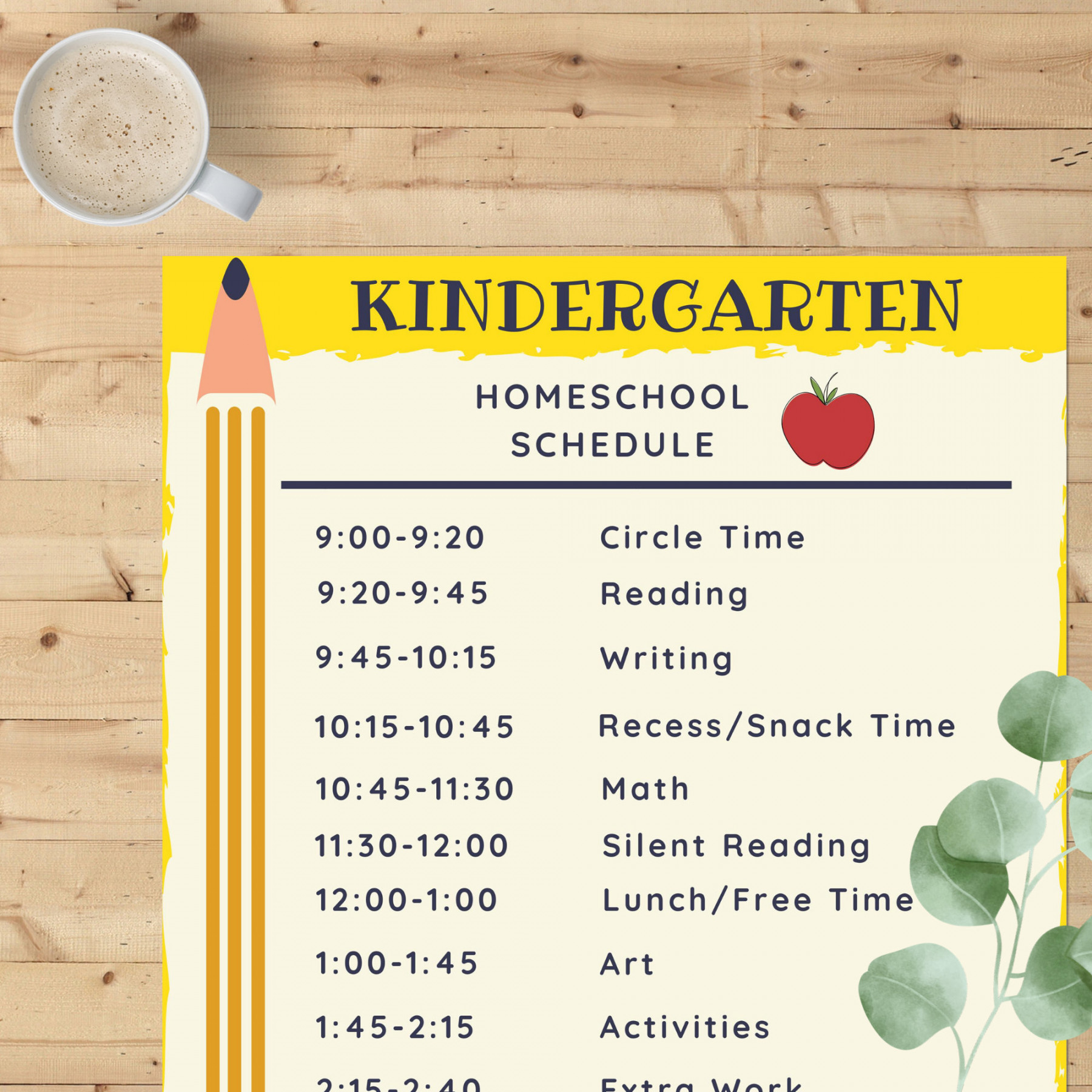 Kindergarten Homeschool Schedule Printable Full Day Kindergarten