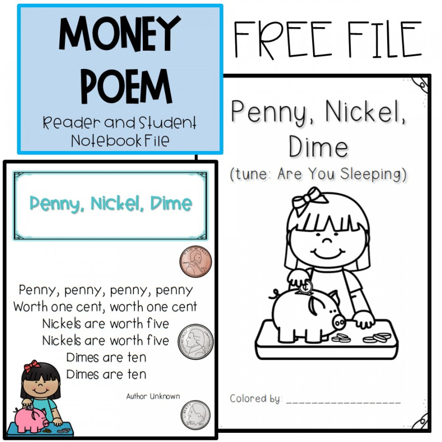 Kindergarten Money Poem for Coin Identification Free File