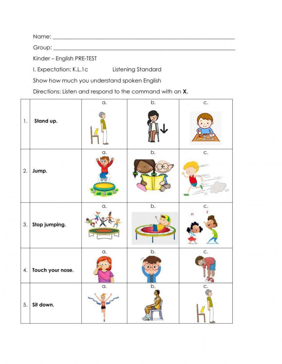 Kindergarten PRE-TEST worksheet  Live Worksheets