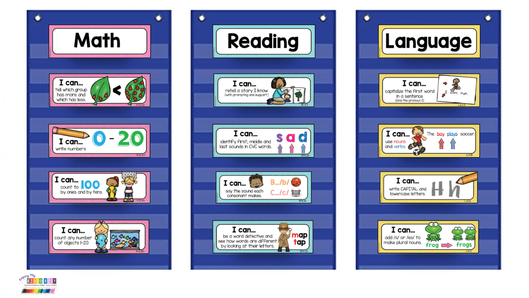 Kindergarten Standards - I Can Statements - FREEBIES — Keeping My