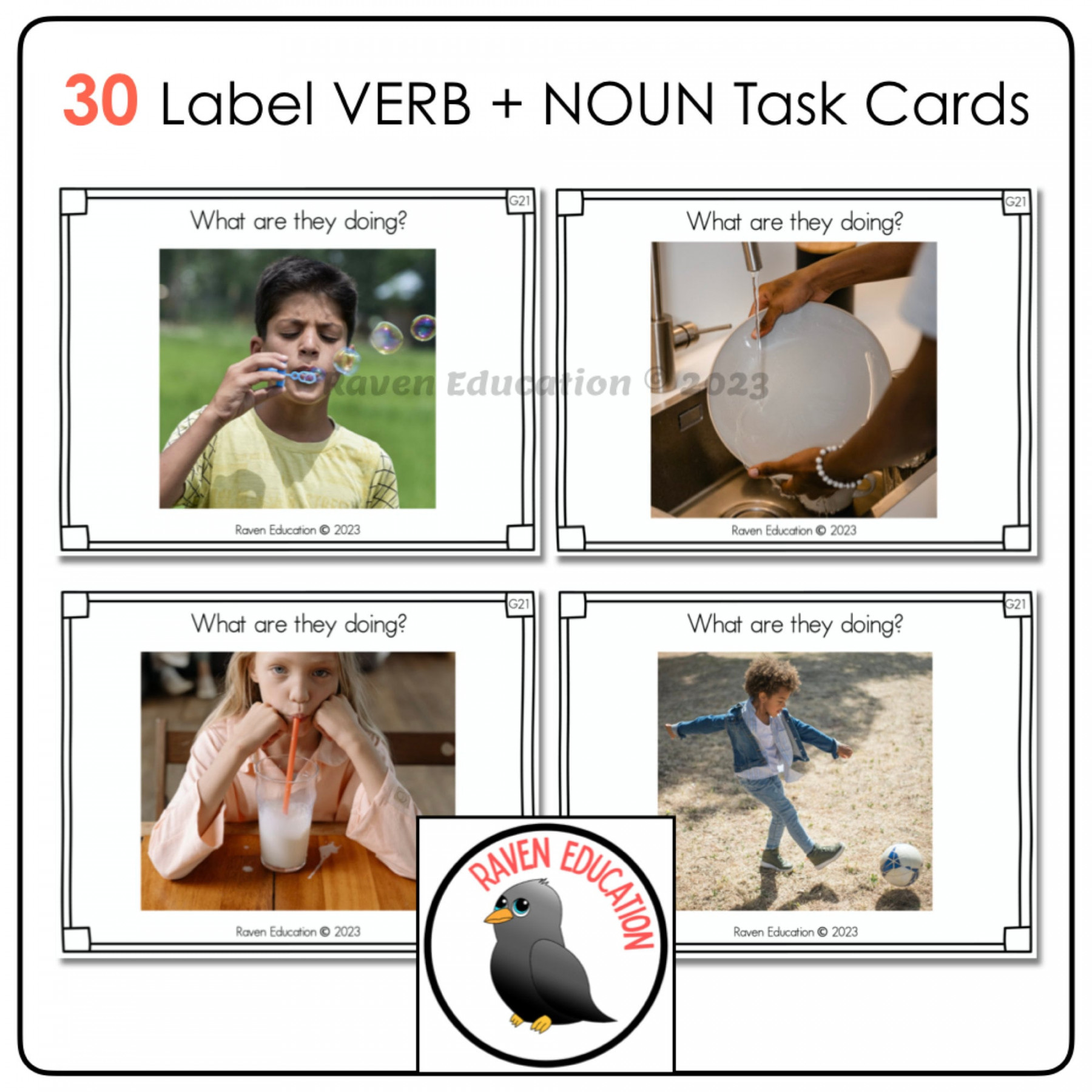 Labeling Verbs & Nouns Task Cards aligned With (Instant Download