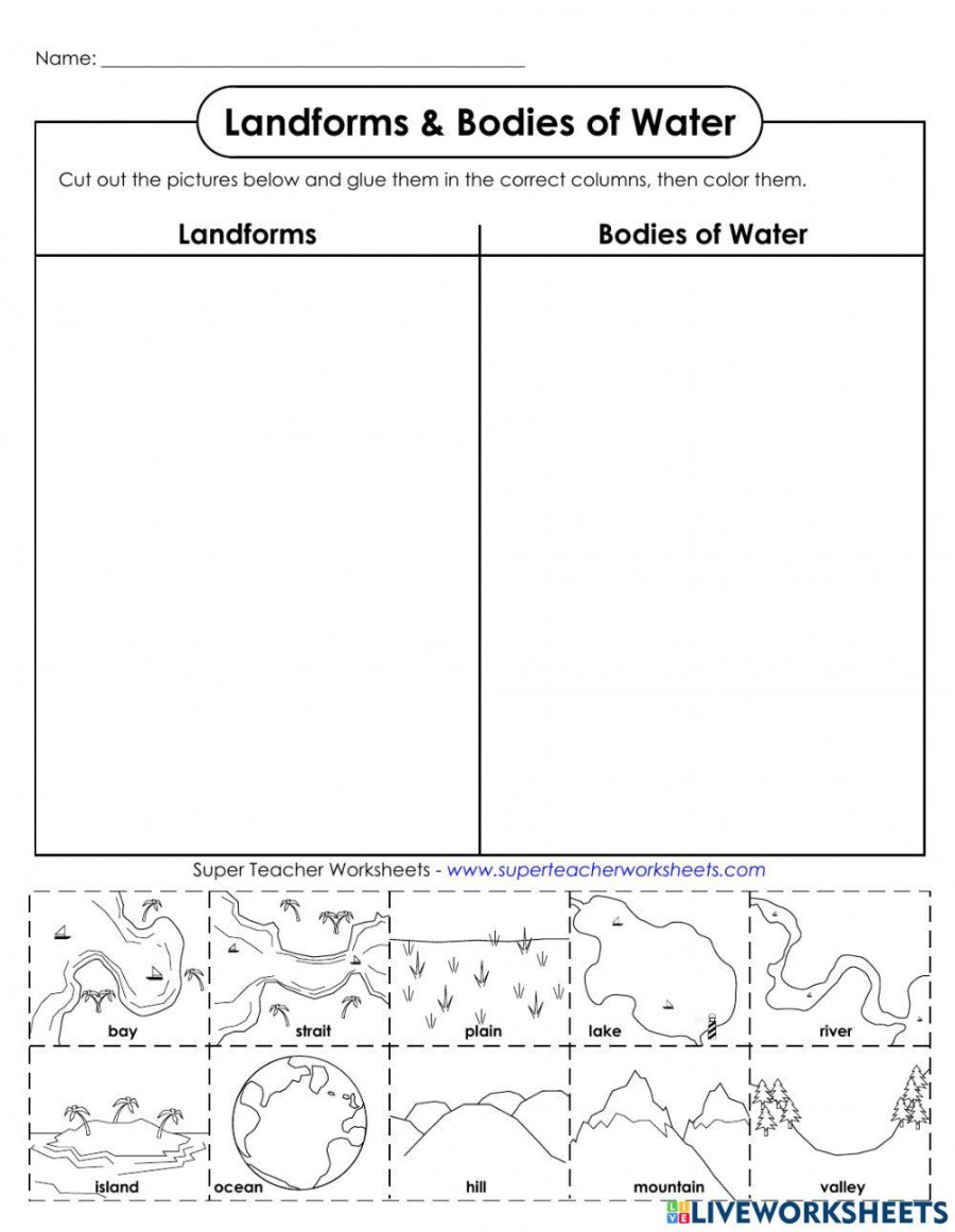 Landforms and Bodies of Water worksheet  Live Worksheets