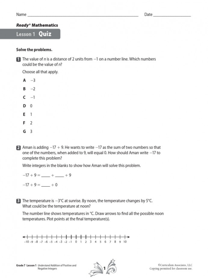 Lesson  Quiz  PDF  Numbers  Teaching Mathematics