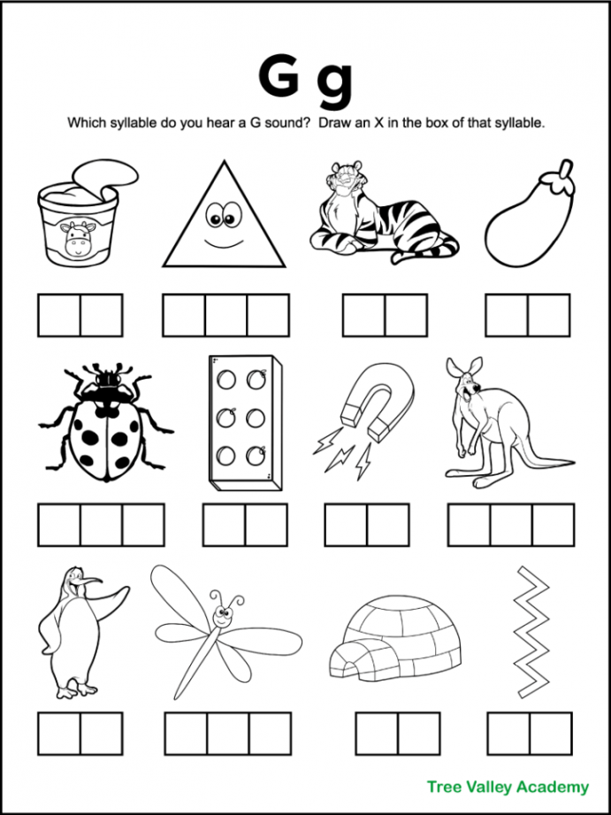 Letter G Sound Worksheets - Tree Valley Academy