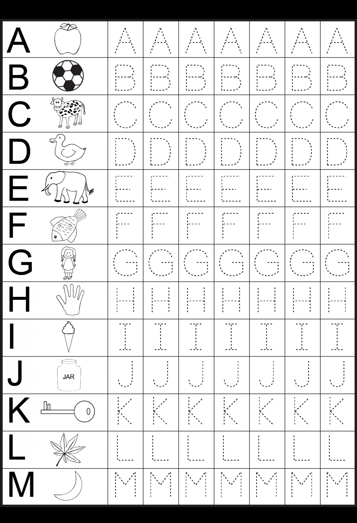 Letter Tracing –  Worksheet  Kindergarten worksheets, Alphabet