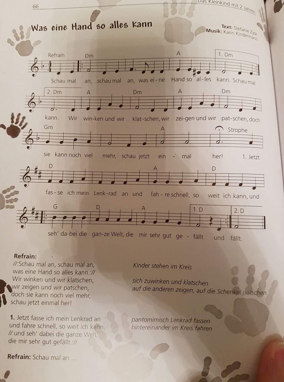 Lied singen Kindergarten Grundschule Schule, Hand Körperteile