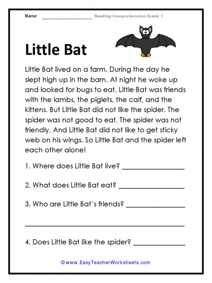 Little Bat: Reading Comprehension Grade   PDF