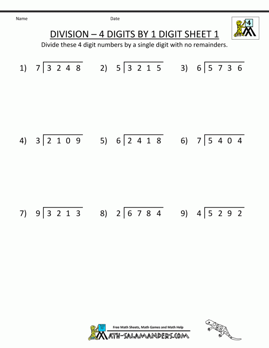 long division worksheets  digits by  digit   Long division