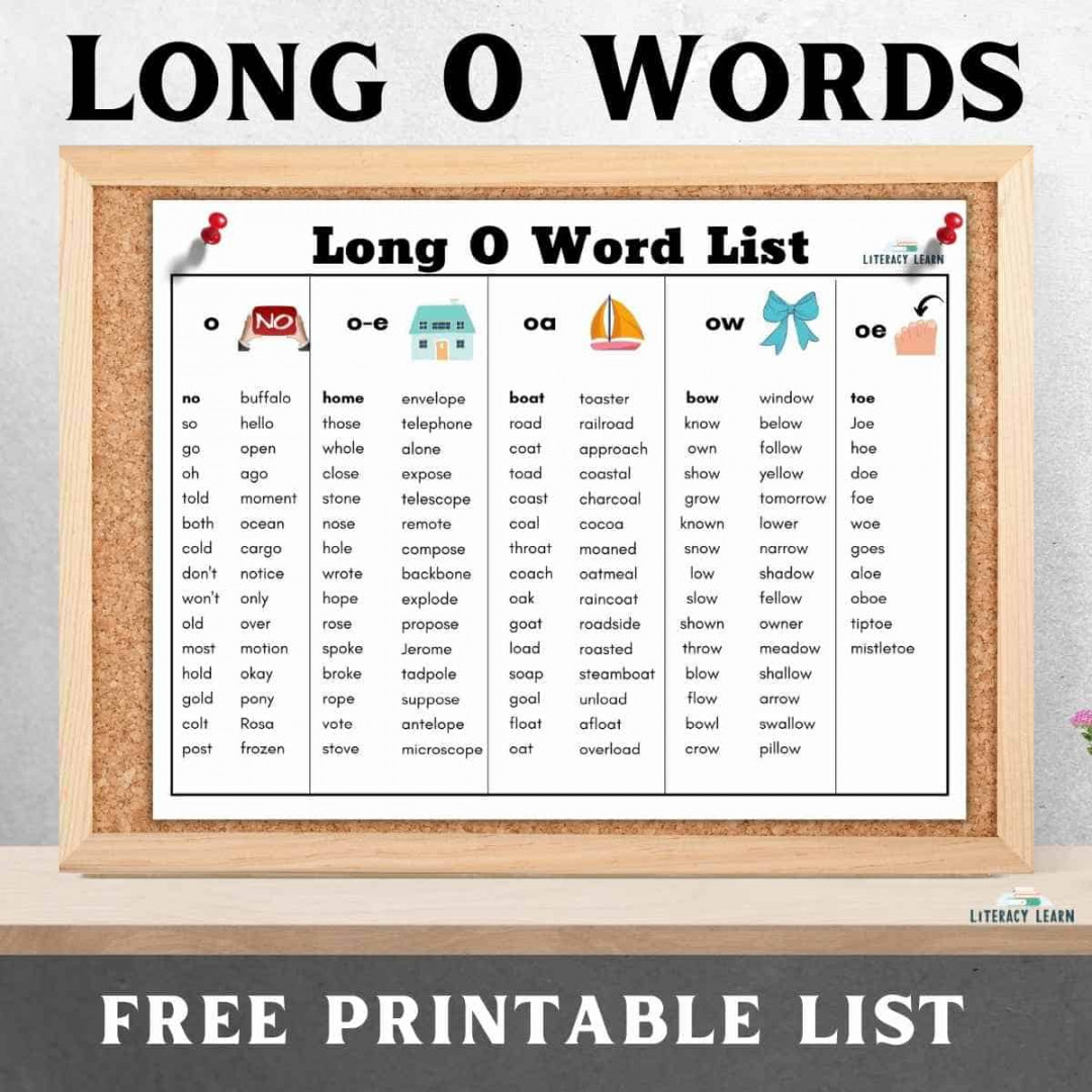 + Long O Vowel Sound Words (Free Printable List) - Literacy Learn