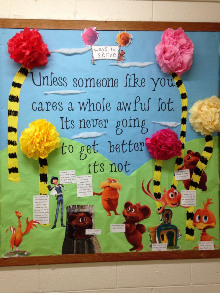 Lorax Bulletin Board #Seuss #waystoserve #reslife  The lorax, Dr