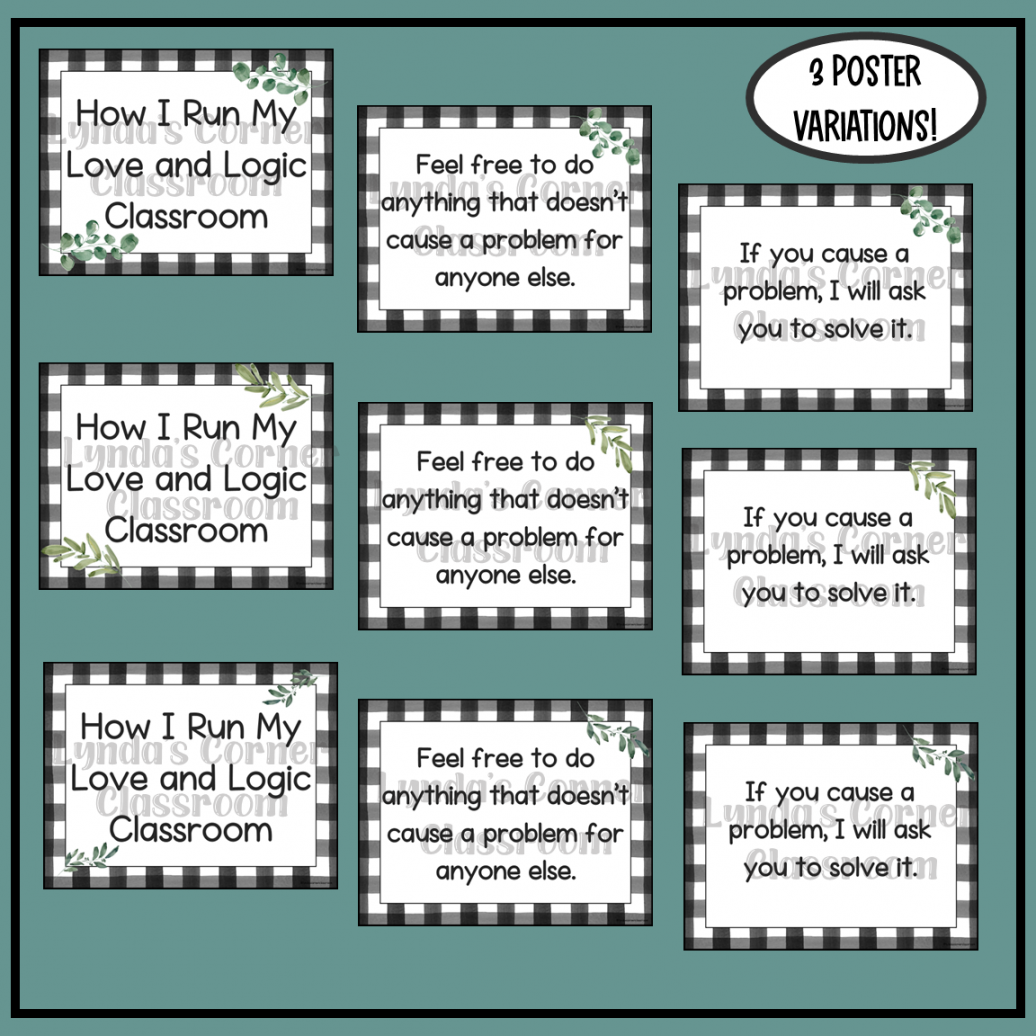 Love and Logic Classroom Posters and Borders in Eucalyptus Farmhouse Theme