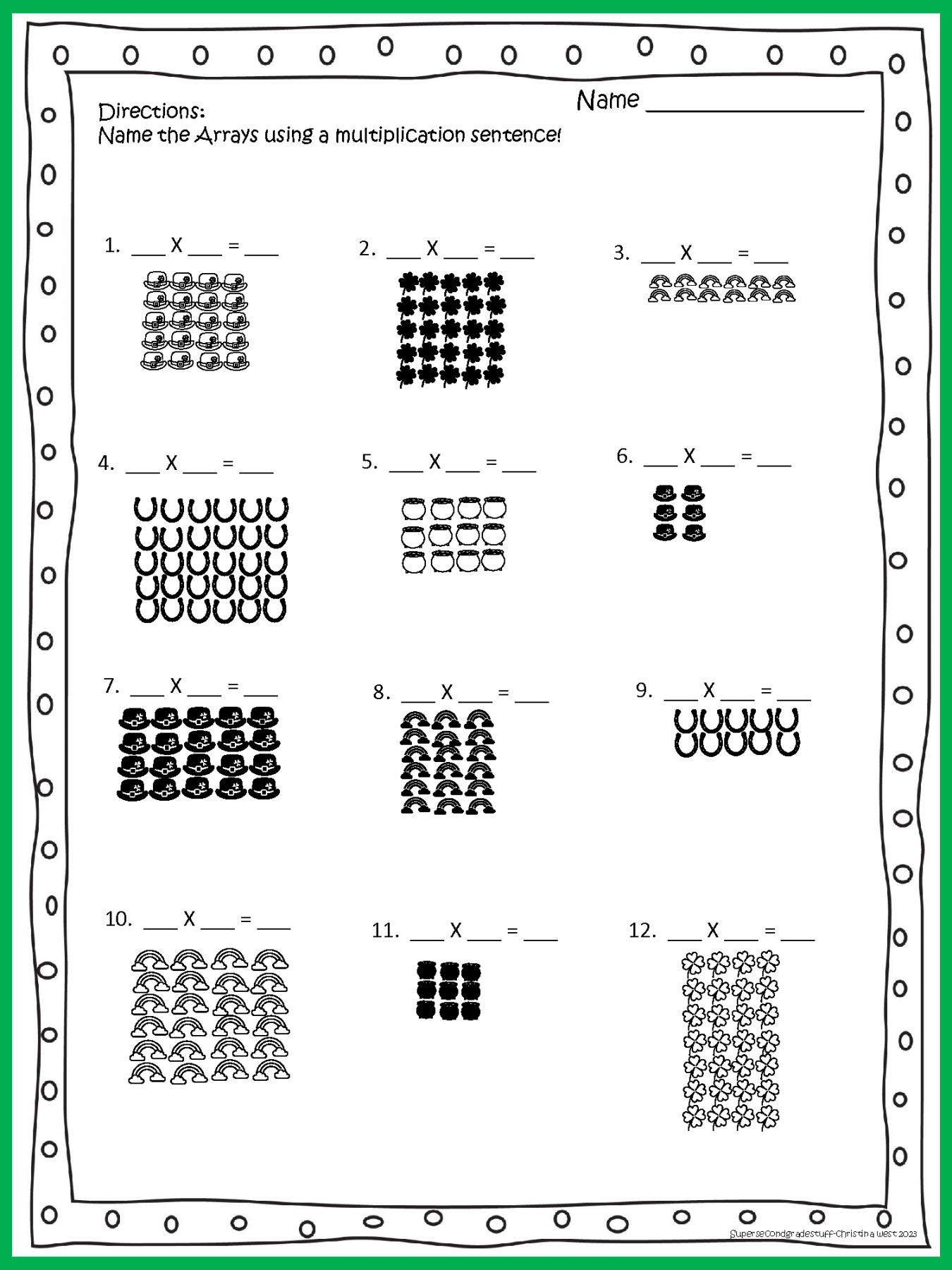 Lucky Arrays! nd and rd grade Multiplication Practice