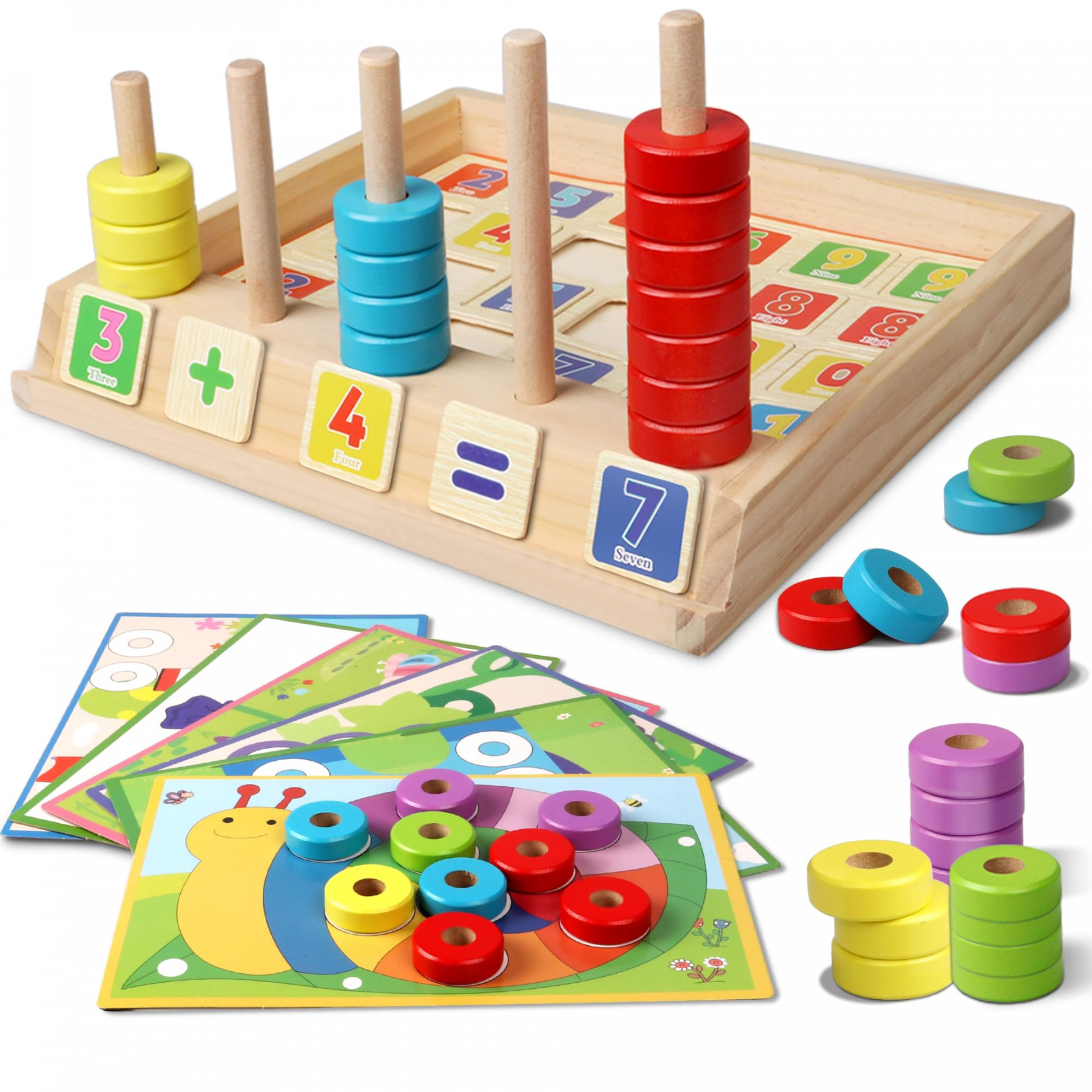 Lydaz Montessori Math Manipulatives Toys, Kids Wooden Number