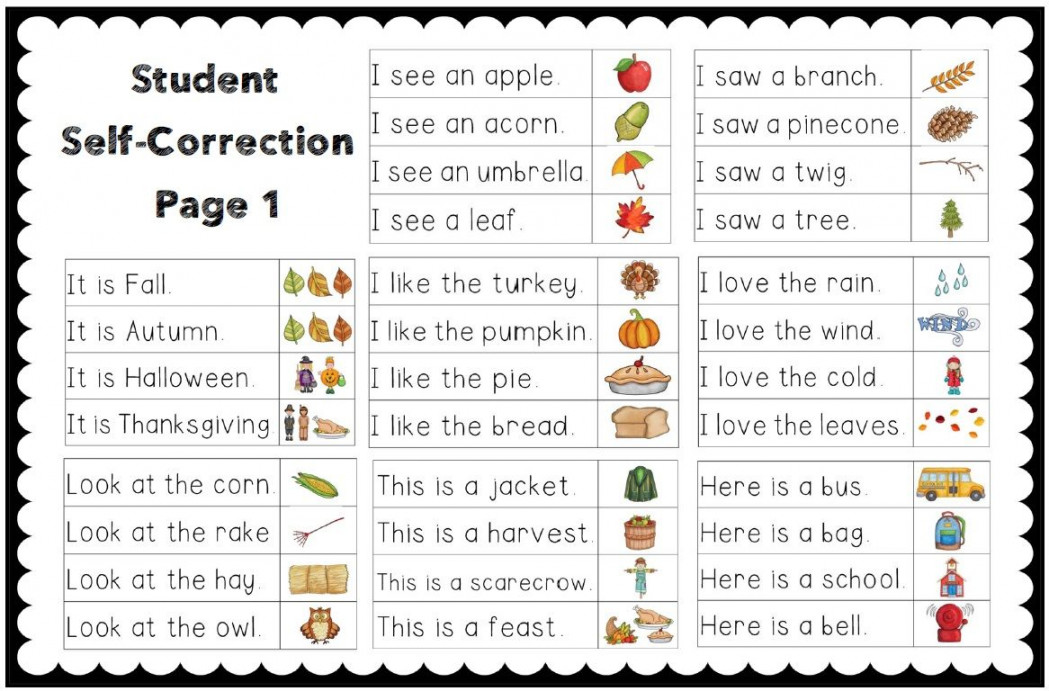 Making and Writing Fall Sentences for Kindergarten {vocab cards